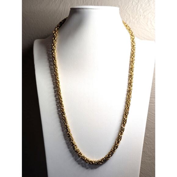 Vintage 24" Givenchy Gold Tone Byzantine Chain Fold Over Double G Clasp Necklace - Picture 1 of 7
